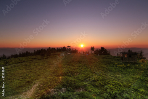 Zachód słońca w górach Polski