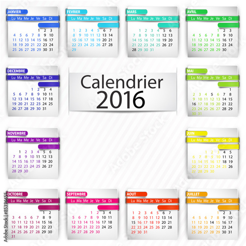calendrier 2016 multicolore carré