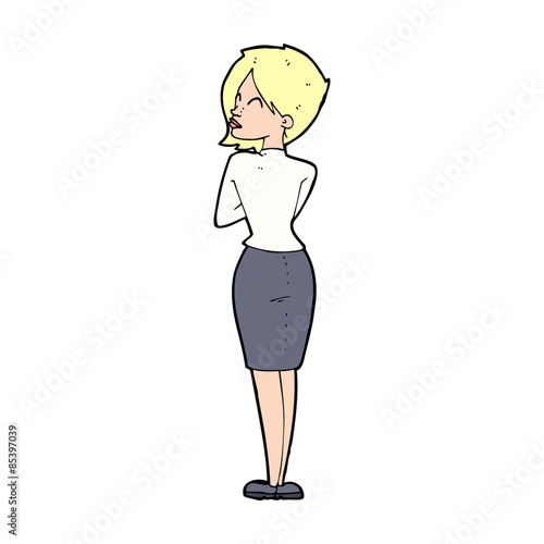 cartoon businesswoman ignoring