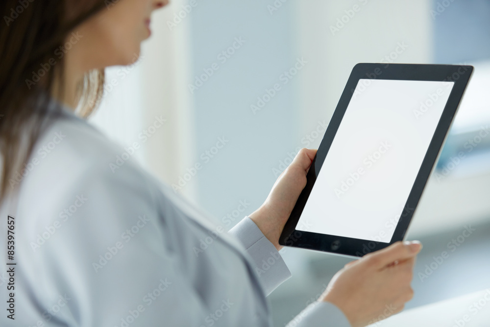 Tablet computer. Business woman with digital tablet computer Tablet computer. Business woman with digital tablet computer