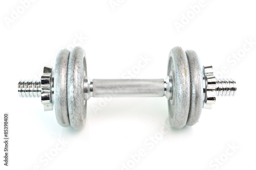 dumbbells on white background