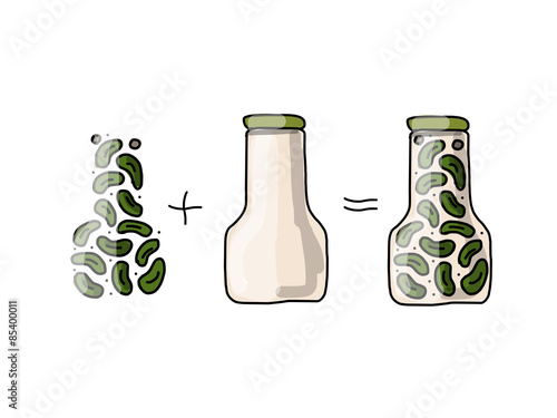 Bank of pickled cucumber, sketch for your design