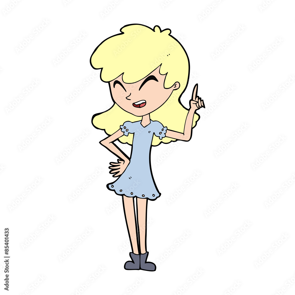 cartoon girl making point cartoon girl making point