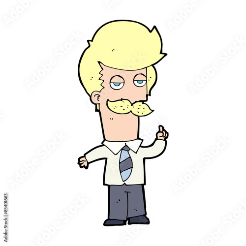cartoon mna with mustache explaining
