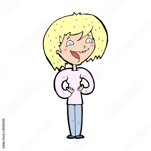 cartoon excited woman