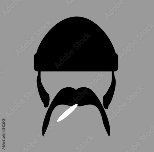 macho guy with mustache and sideburns smoking