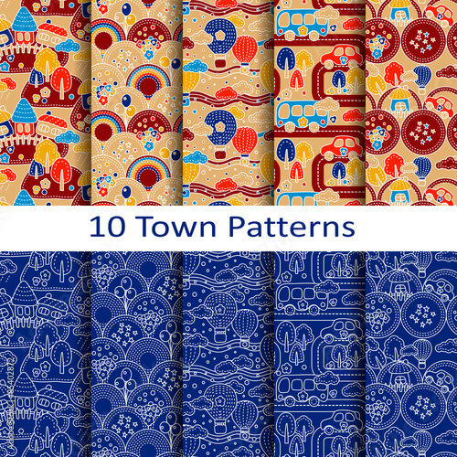 set of ten town patterns