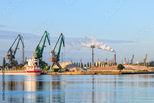 Industry area - Port of Gdansk at morning, Poland.