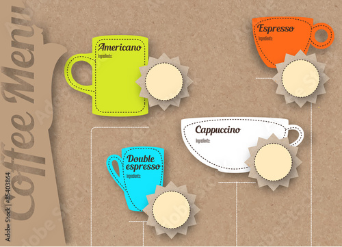 Coffee menu on craft paper background