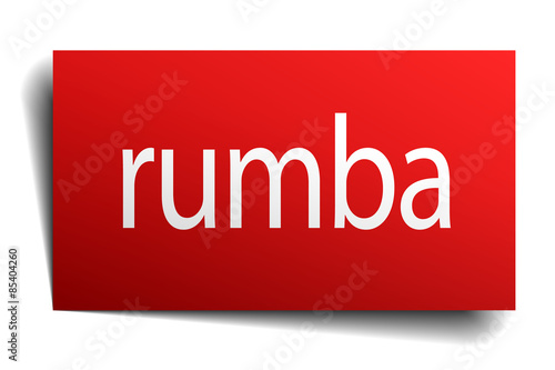 rumba red paper sign isolated on white