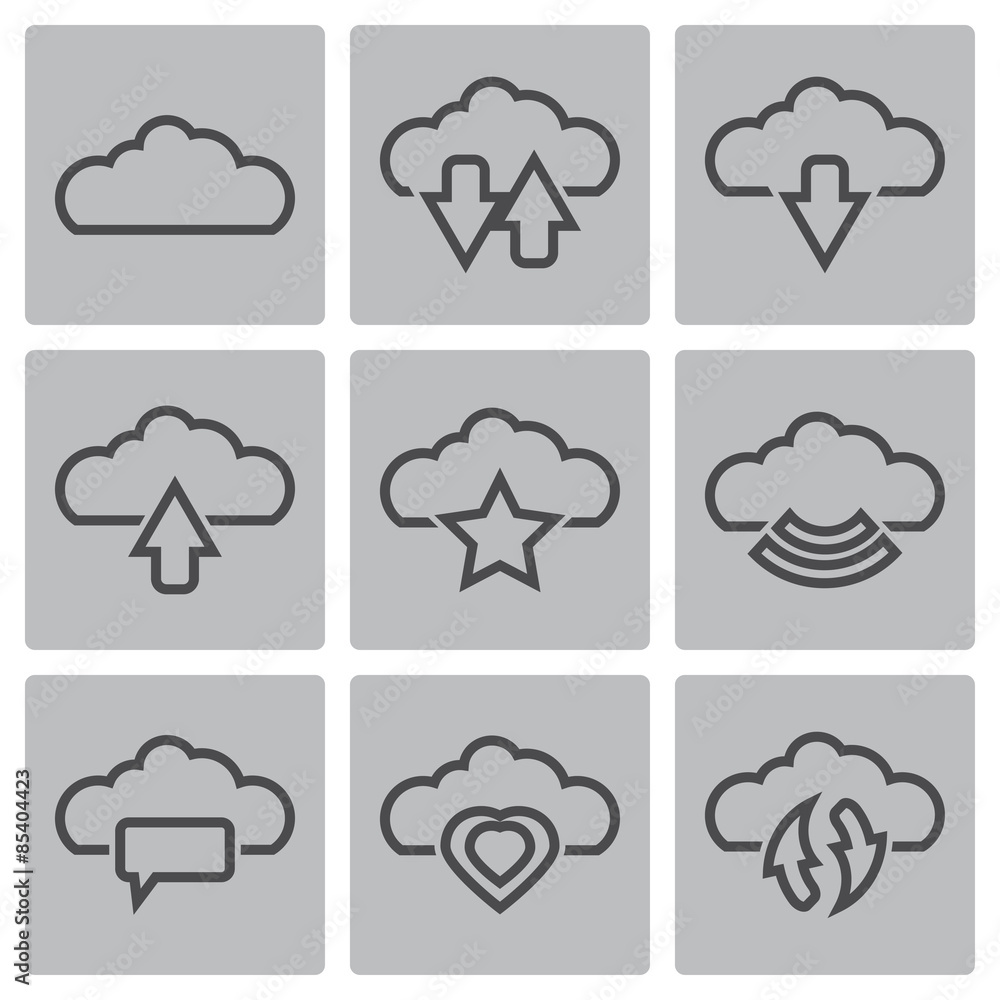 Vector black clouds. icon web and mobile Vector black clouds. icon web and mobile