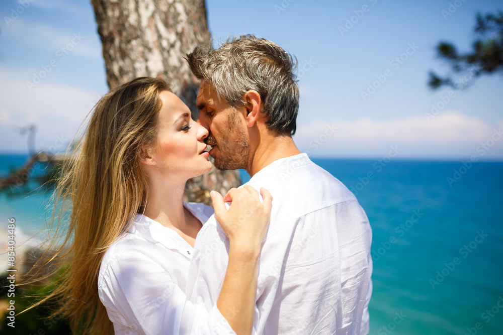 Happy couple on the seacoast