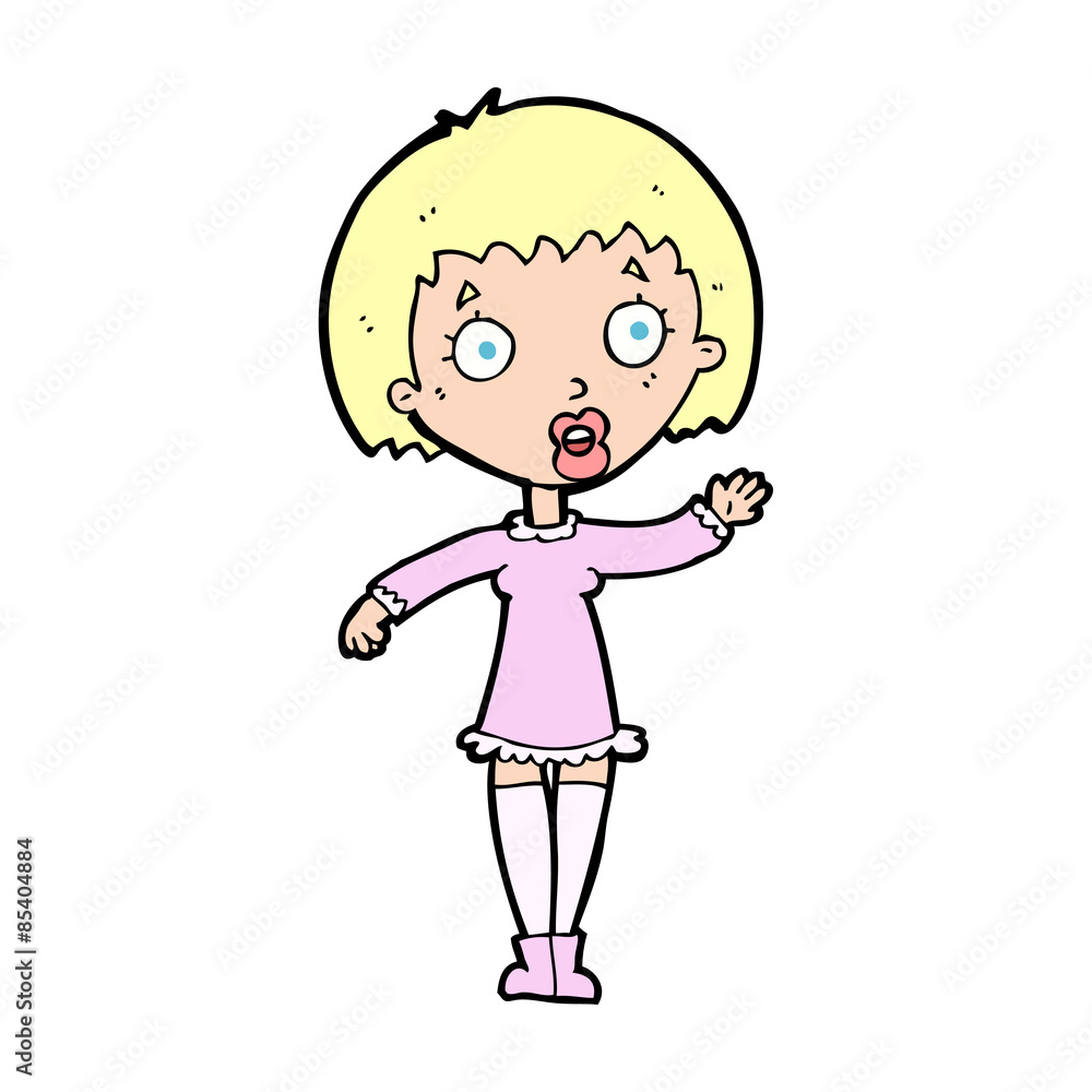 cartoon waving woman cartoon waving woman