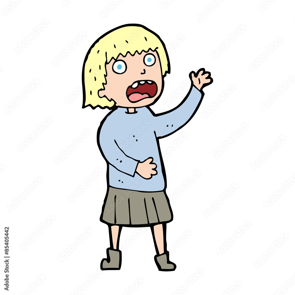 cartoon stressed out woman
