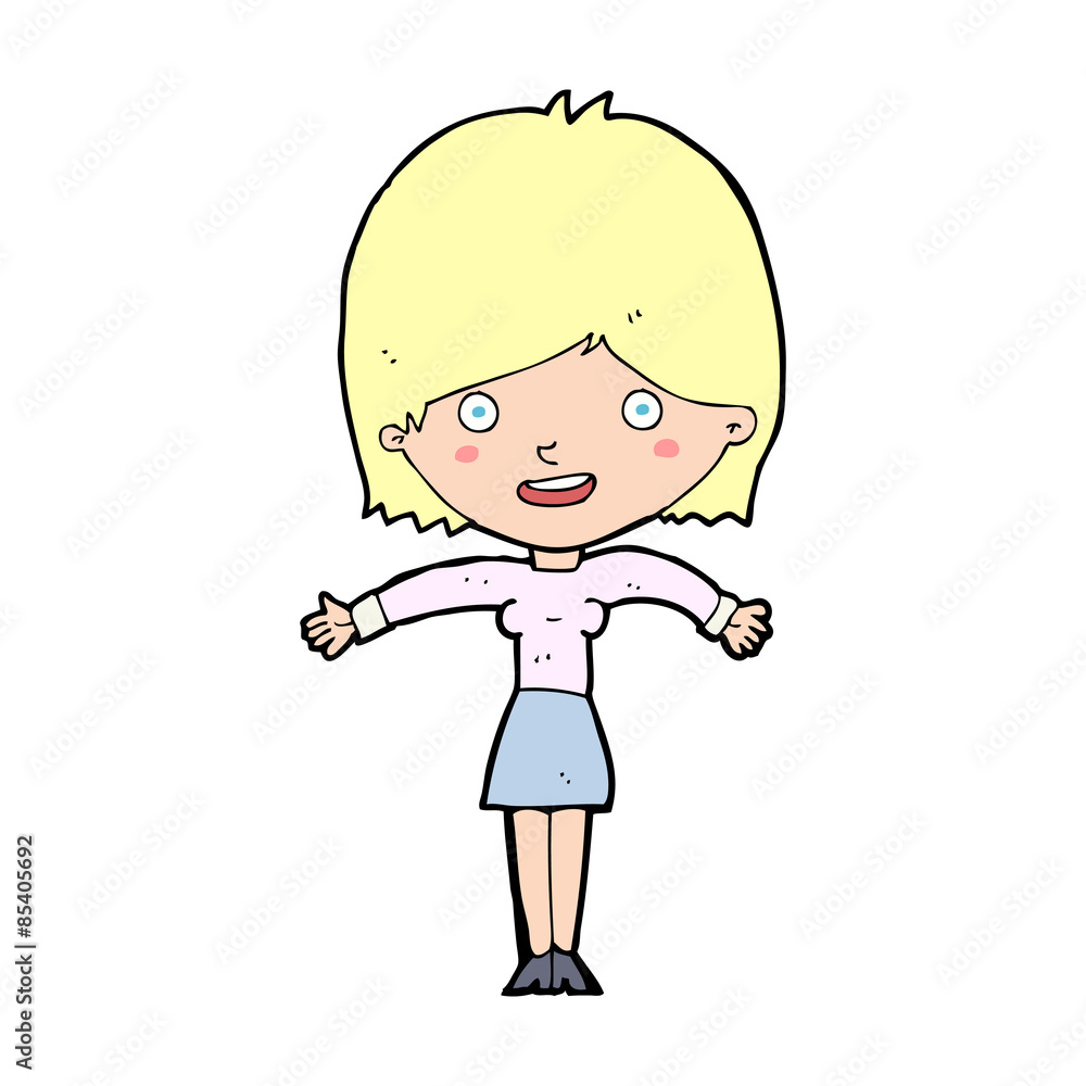 cartoon excited woman