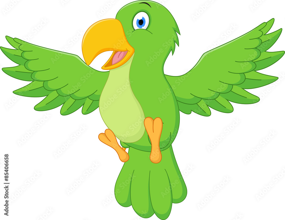 Fototapeta premium Happy parrot cartoon flying 