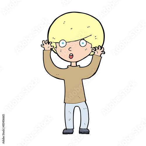 cartoon startled boy