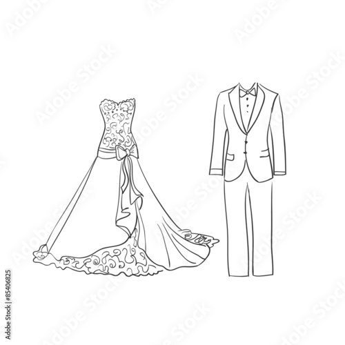 doodle wedding dress and suit