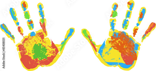 Prints of hands colorful and vibrant, vector illustration