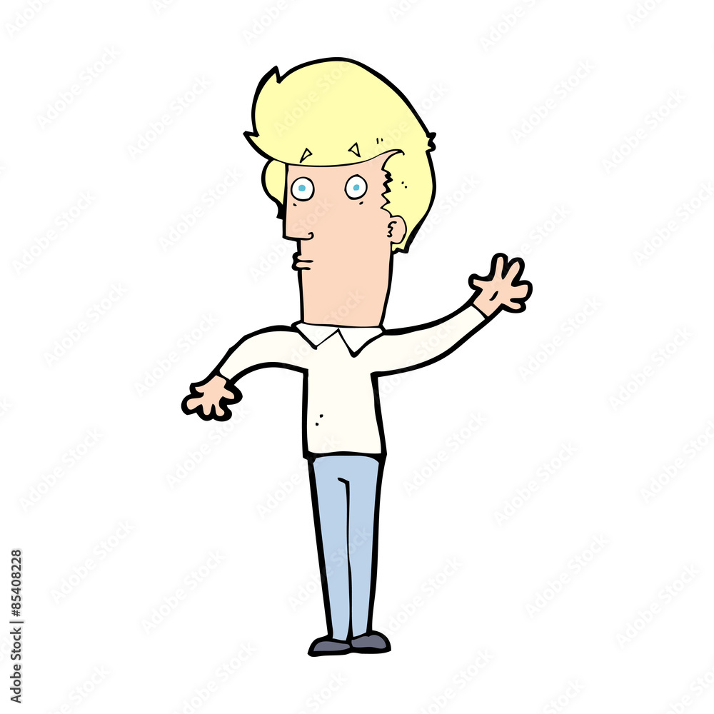 cartoon nervous man waving cartoon nervous man waving