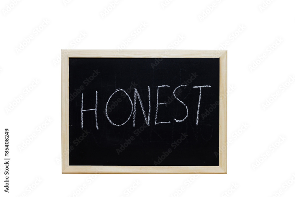 Fototapeta premium HONEST written with white chalk on blackboard.