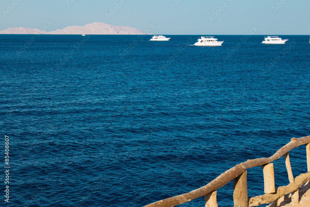 Yacht in the Red Sea hot, sunny day Yacht in the Red Sea hot, sunny day