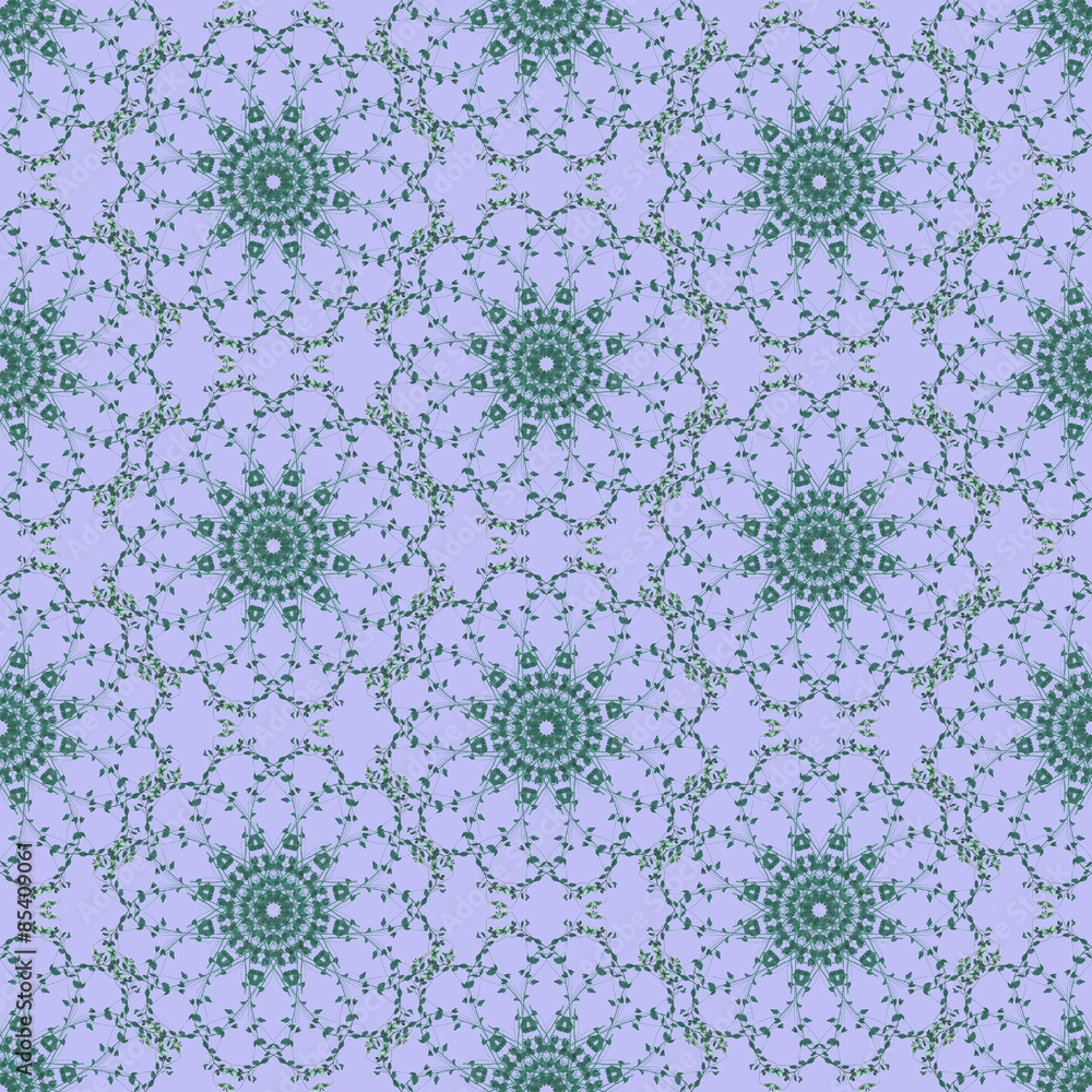 Print Seamless Pattern. Mandala Flowers with  blue background.