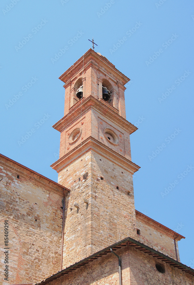 Belltower of Catholic church. Montepulchano, Italy