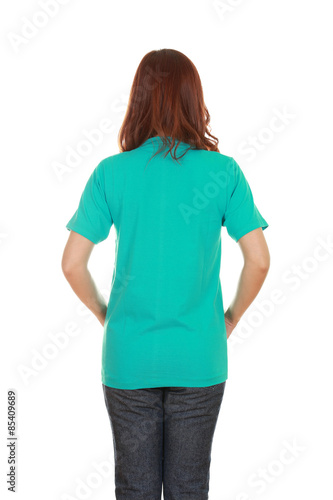 female with blank t-shirt (back side)