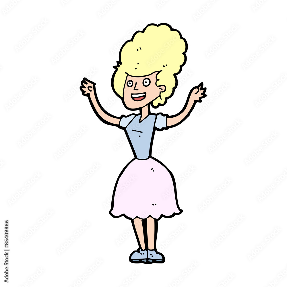 cartoon happy 1950's woman cartoon happy 1950's woman
