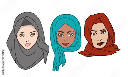 Women in hijab vector drawing