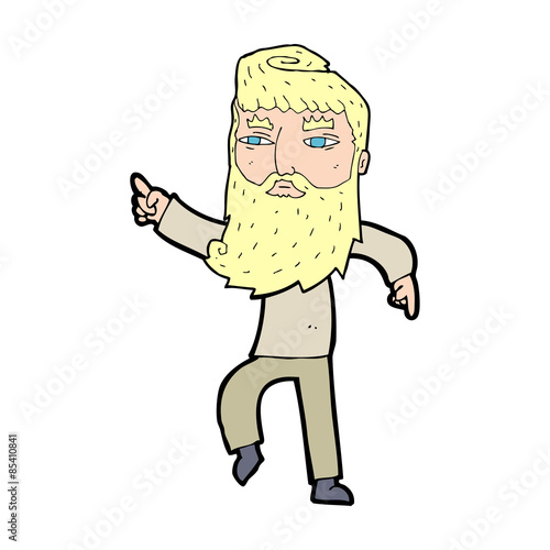cartoon bearded man pointing the way