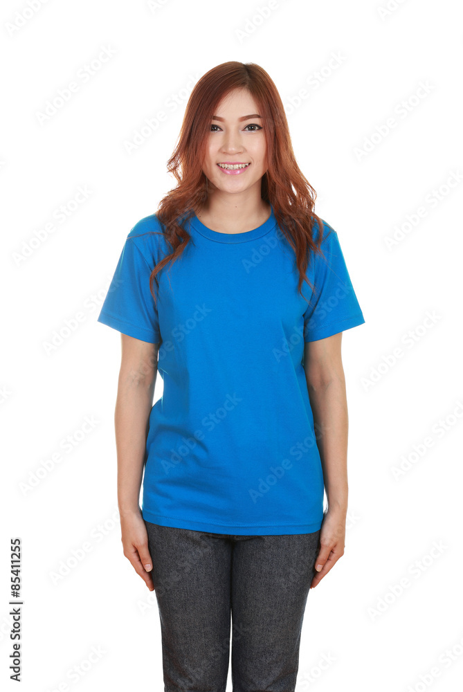 young beautiful female with blank t-shirt young beautiful female with blank t-shirt