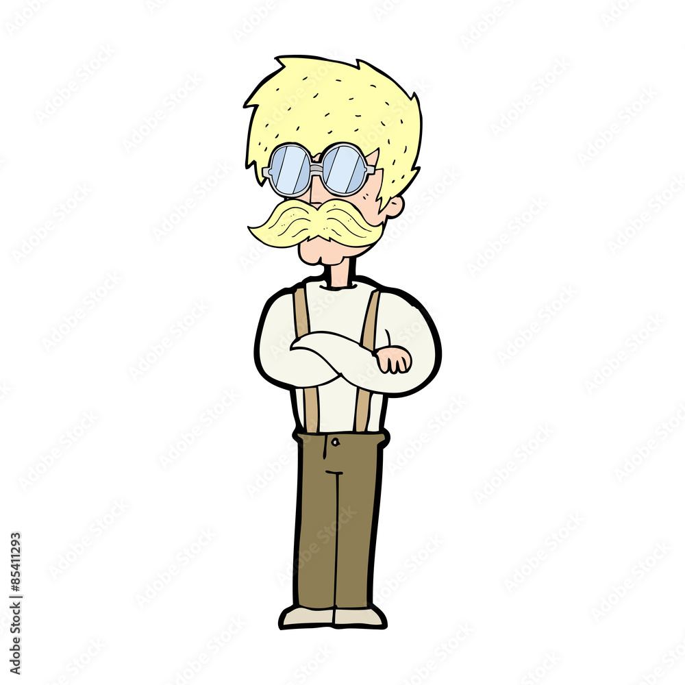 cartoon hipster man with mustache and spectacles cartoon hipster man with mustache and spectacles