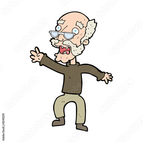 cartoon frightened old man