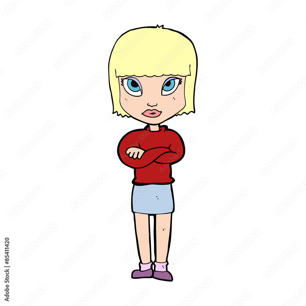 cartoon woman with crossed arms cartoon woman with crossed arms