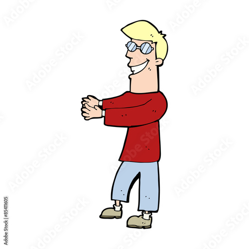 cartoon grinning man wearing glasses