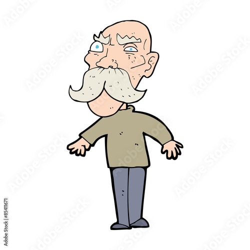 cartoon angry old man