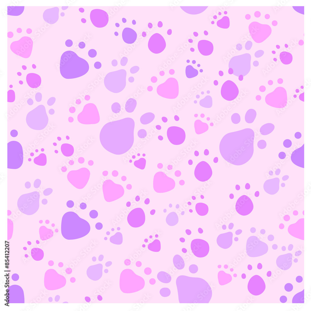 Pink and violet pet legs imprint seamless pattern