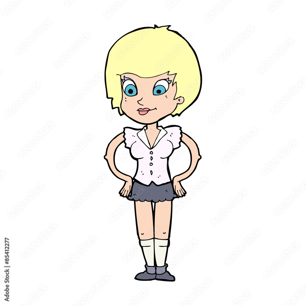cartoon pretty woman with hands on hips cartoon pretty woman with hands on hips
