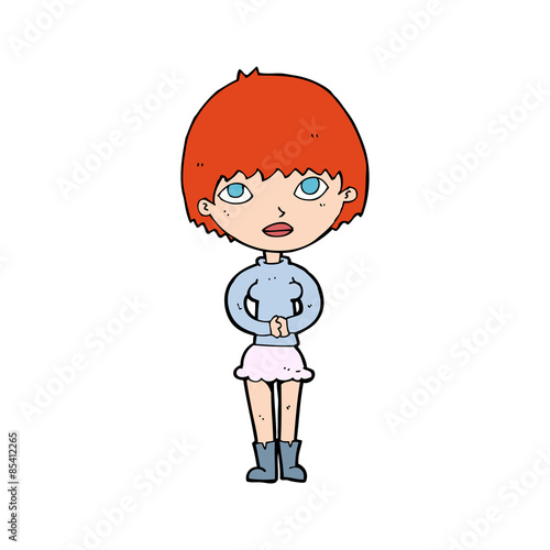 cartoon woman waiting patiently