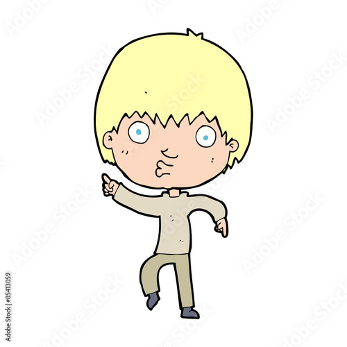 cartoon impressed boy pointing