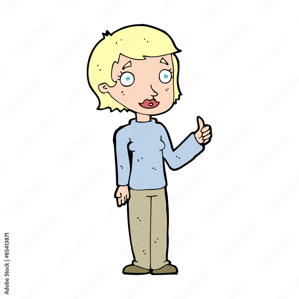 cartoon woman giving thumbs up symbol cartoon woman giving thumbs up symbol