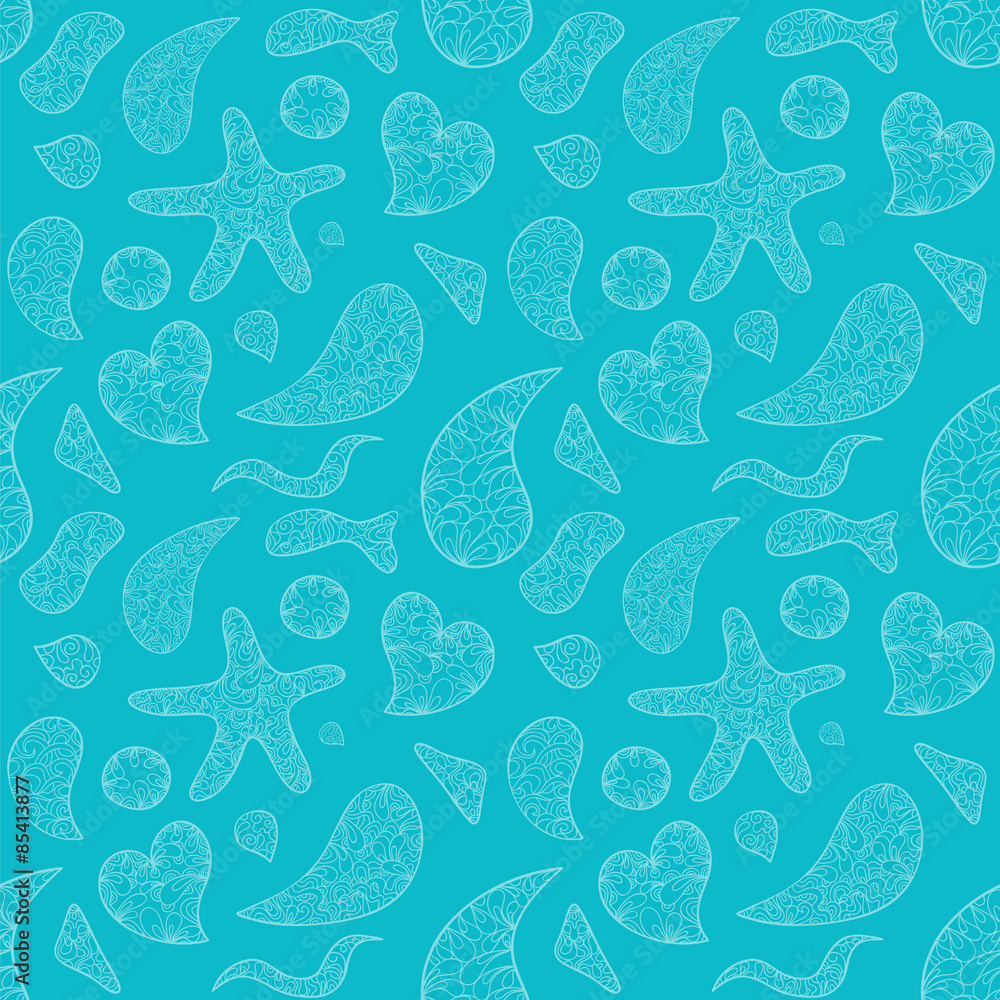 Abstract vector seamless pattern with hand drawn doodle shapes.