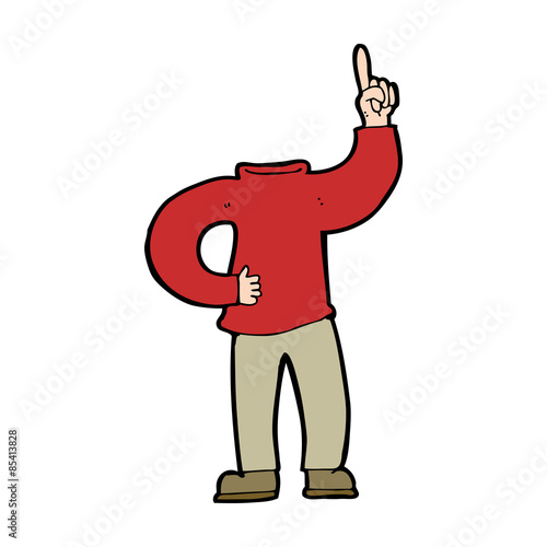 cartoon headless body with raised hand