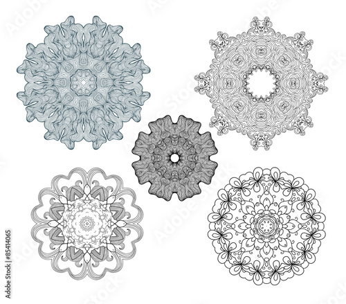 Collection of fancy vector round ornaments.