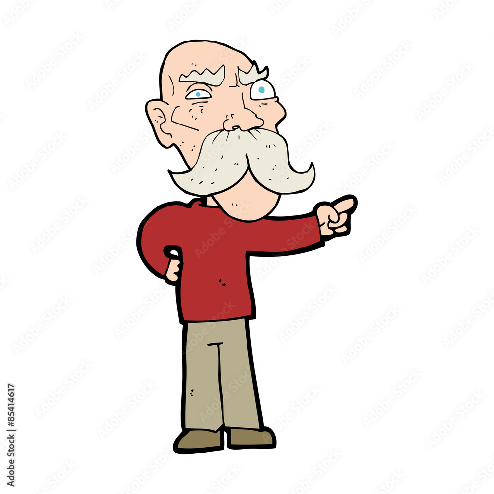 cartoon annoyed old man pointing