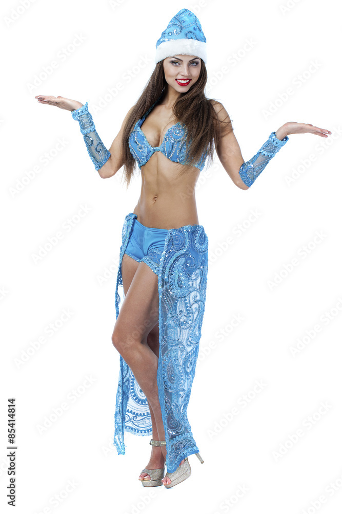 Young beautiful woman dressed as Russian Snow Maiden Young beautiful woman dressed as Russian Snow Maiden