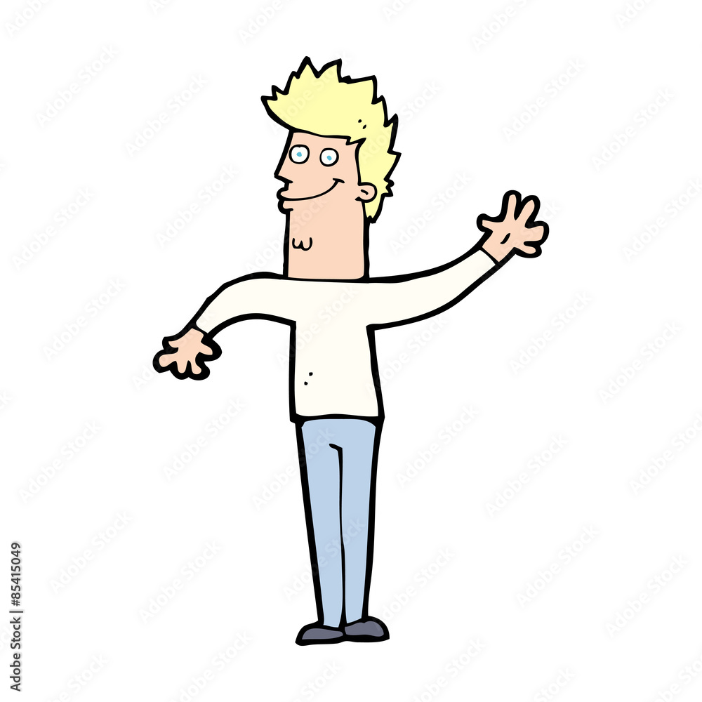 cartoon happy waving man cartoon happy waving man