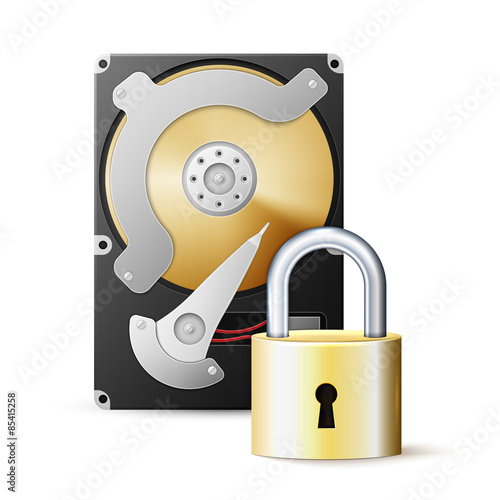 Protected hdd. Hard disk drive and lock